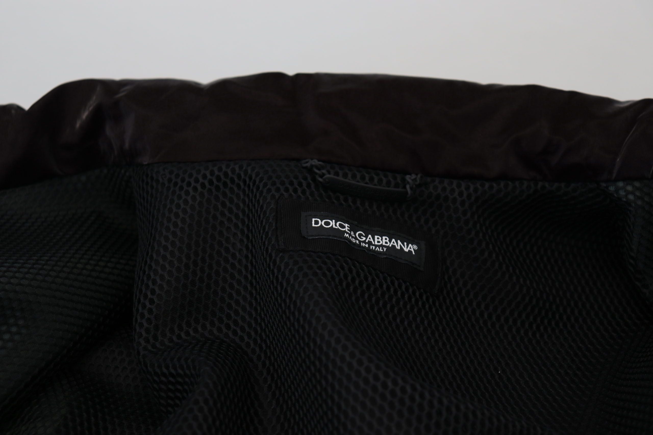 Dolce & Gabbana Bordeaux Nylon Kragen Männer Mantel Jacke