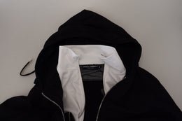 Dolce & Gabbana Schwarze Polyester Jacke mit Kapuze und durchgehendem Reißverschluss
