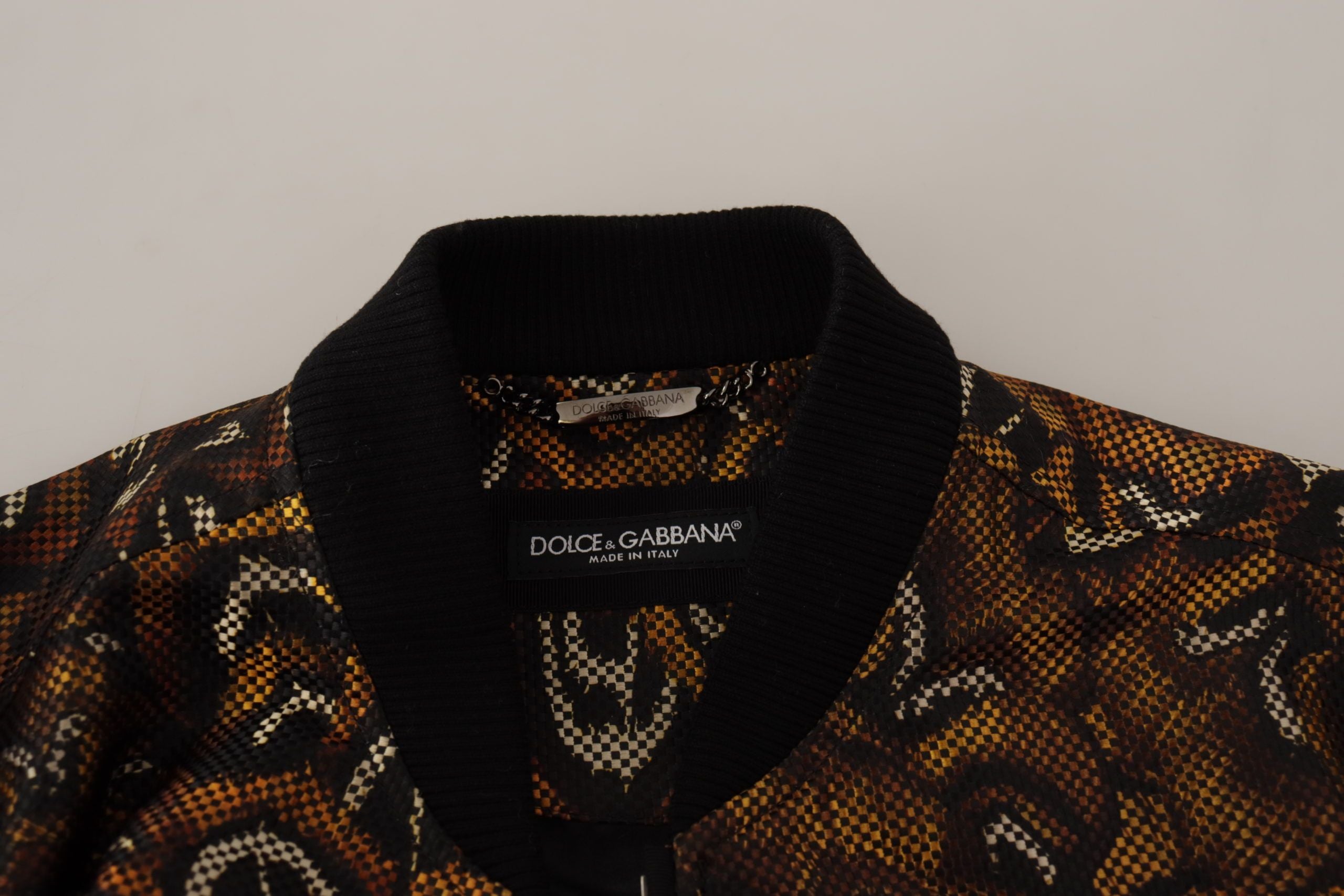 Dolce & Gabbana Braune Feder Blousonjacke mit durchgehendem Reißverschluss