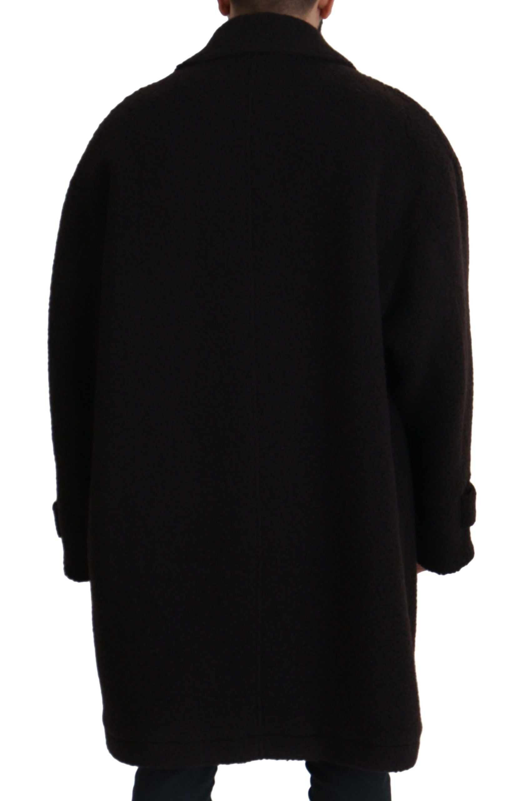 Dolce & Gabbana Schwarzer Alpaka Button Down Trenchcoat Jacke