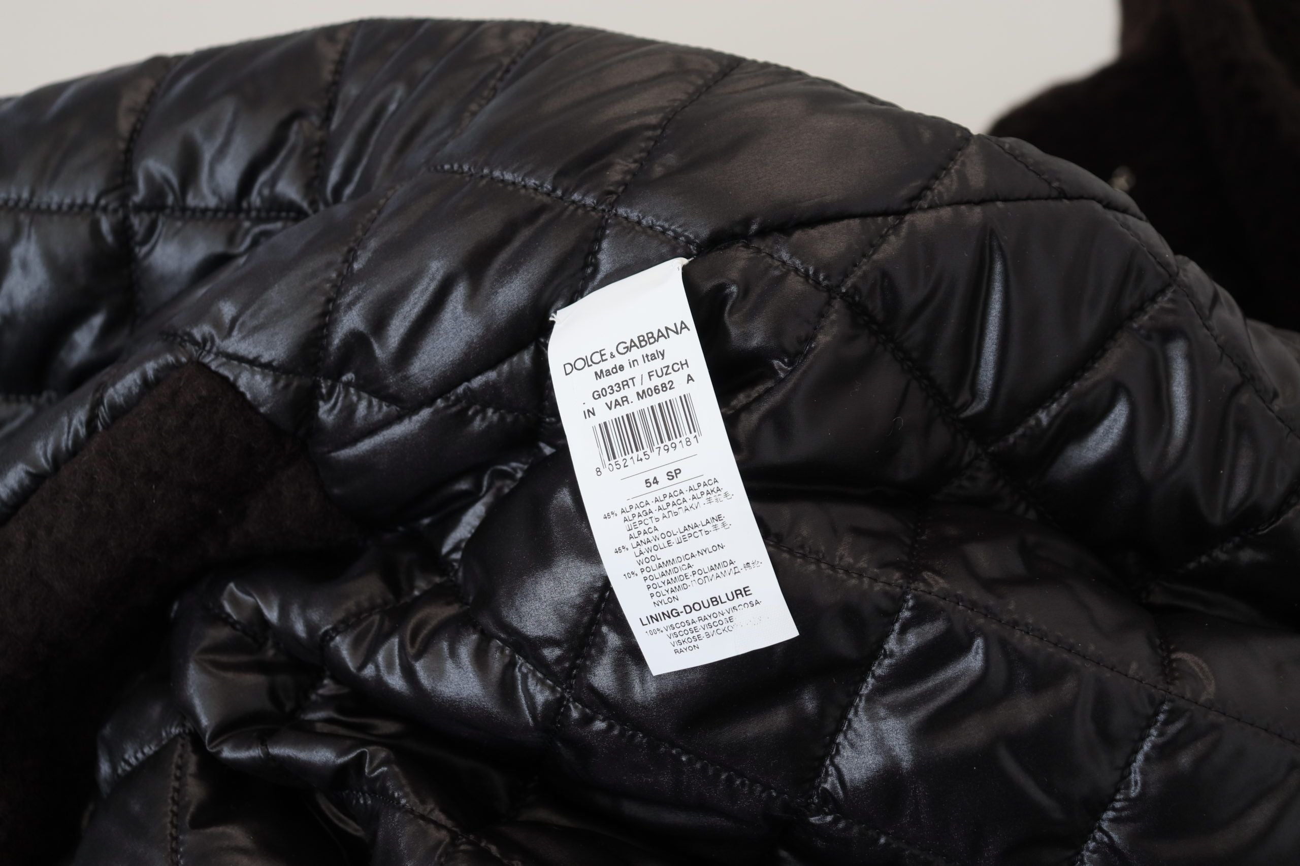 Dolce & Gabbana Schwarzer Alpaka Button Down Trenchcoat Jacke