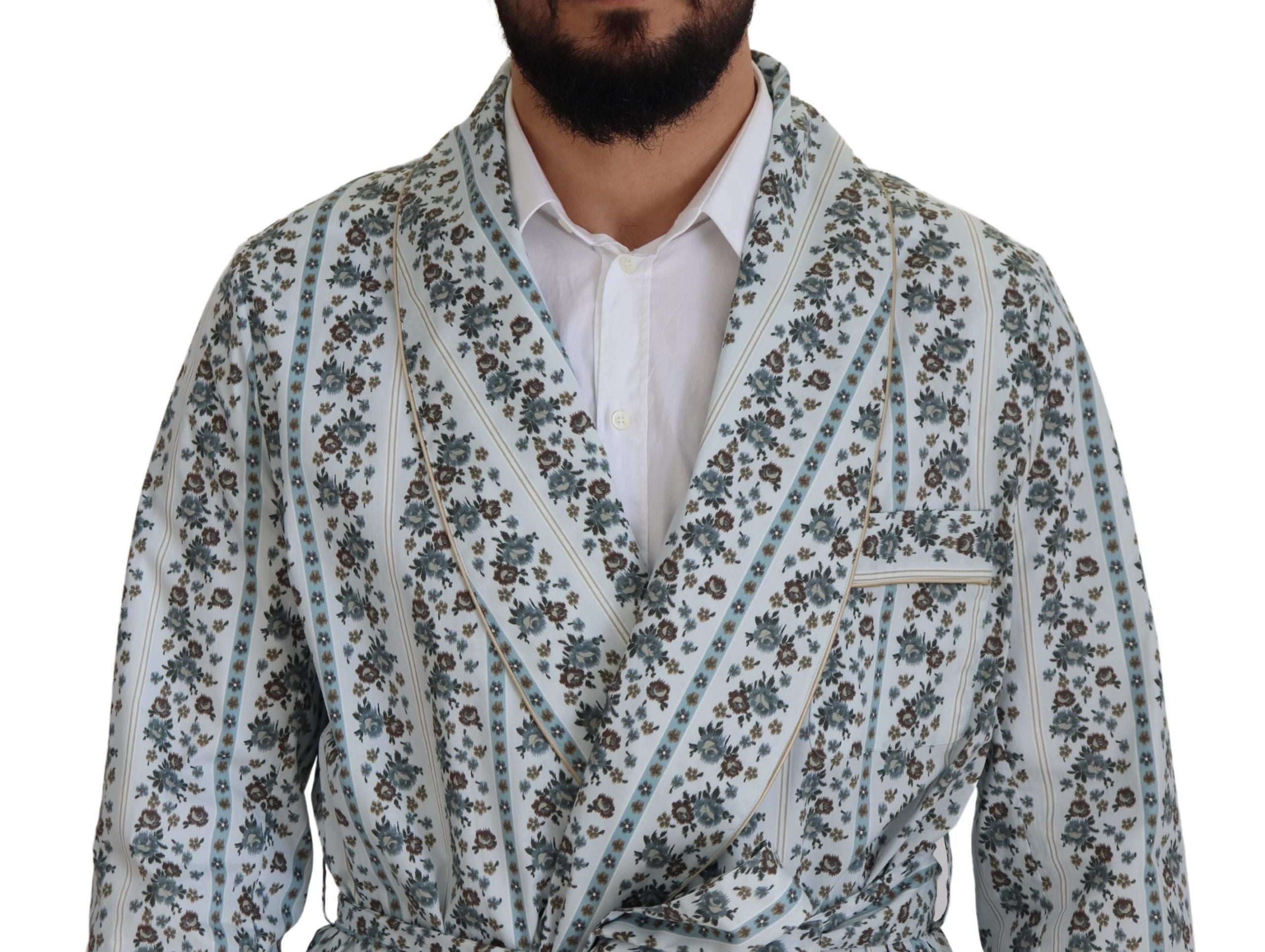 Dolce & Gabbana Blauer geblümter Bademantel aus Baumwolle Jacke
