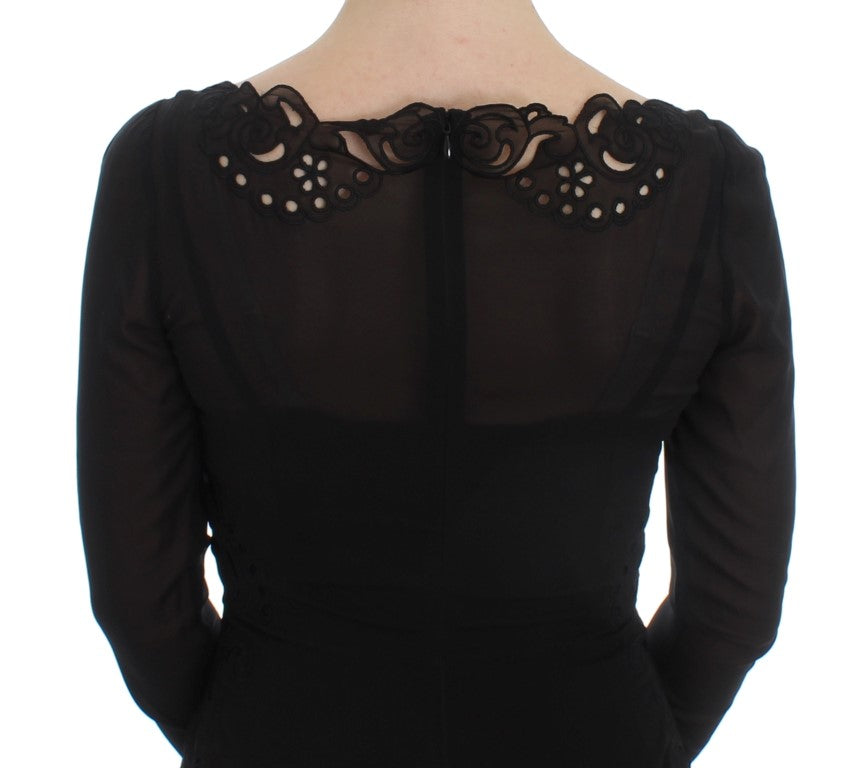 Dolce & Gabbana Schwarzes Seiden-Stretch-Etuikleid