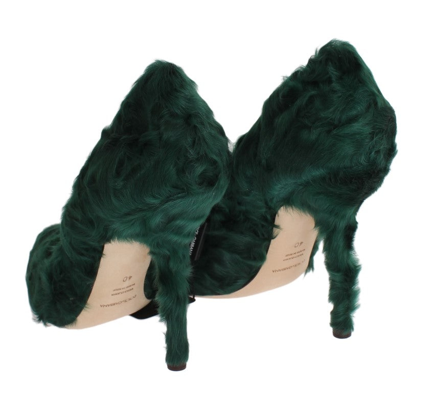 Dolce & Gabbana Grüne Xiangao Lammfell Leder Pumps