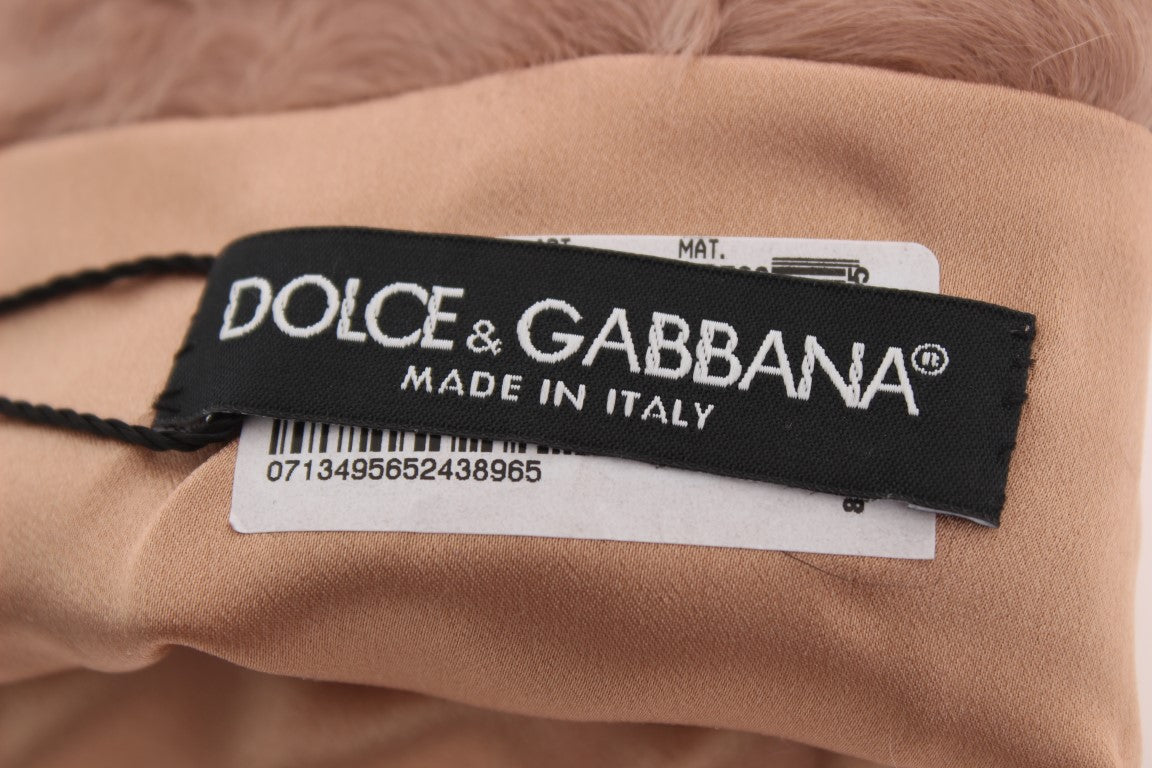 Dolce & Gabbana Beige Wildleder Xiangao Pelz Ellenbogenhandschuhe