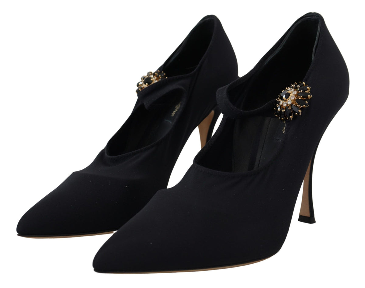 Dolce & Gabbana Schwarze Socken Stretch Crystal Pumps Schuhe