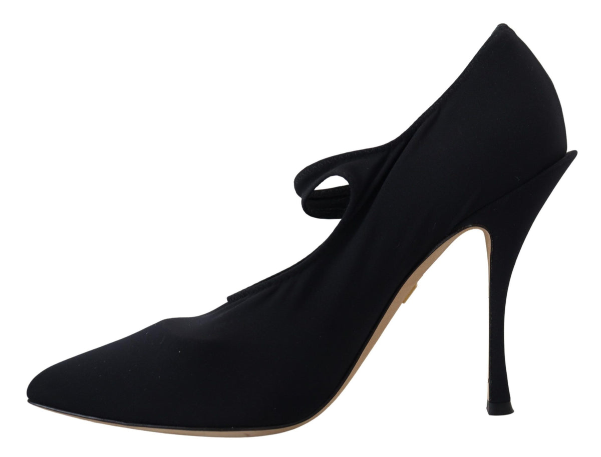 Dolce & Gabbana Schwarze Socken Stretch Crystal Pumps Schuhe