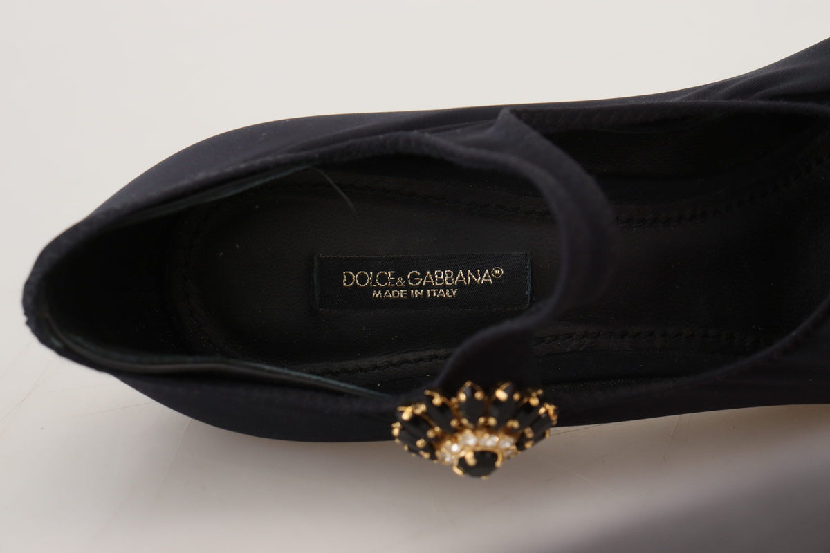 Dolce & Gabbana Schwarze Socken Stretch Crystal Pumps Schuhe