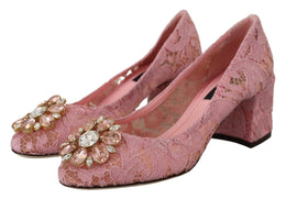 Dolce & Gabbana Rosa Taormina Spitze Kristall Pumps Pastell Schuhe