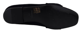 Dolce & Gabbana Schwarz Samt Kristalle Loafers Flats Schuhe