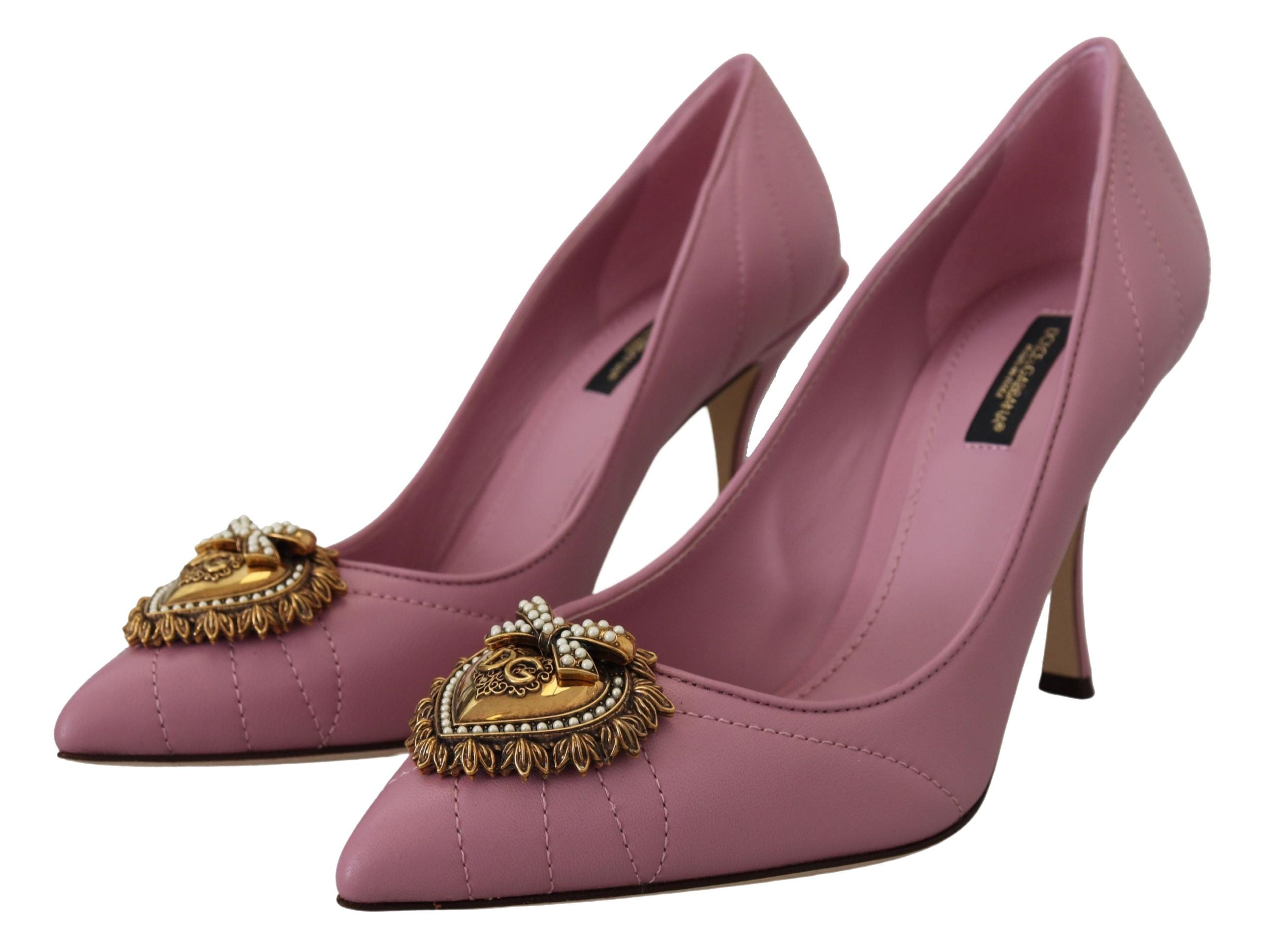Dolce & Gabbana Rosa Leder Herz DEVOTION Heels Pumps Schuhe