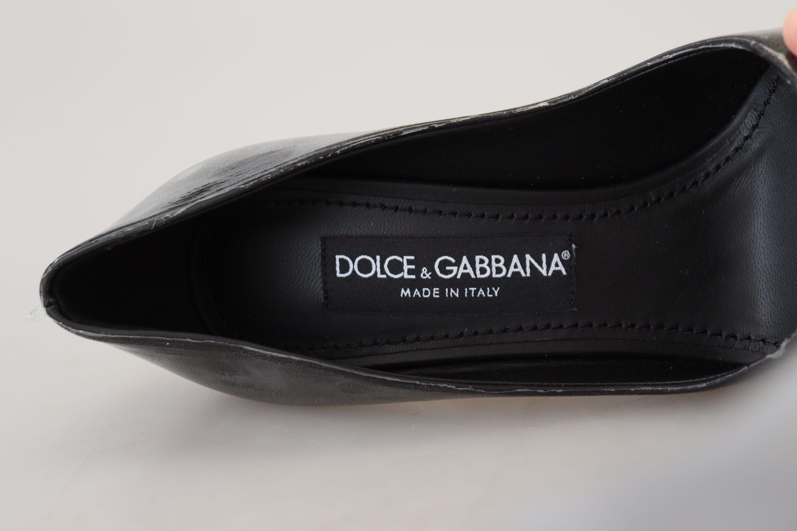 Dolce & Gabbana Schwarze Lederabsätze Pumps Kunststoffummantelte Schuhe