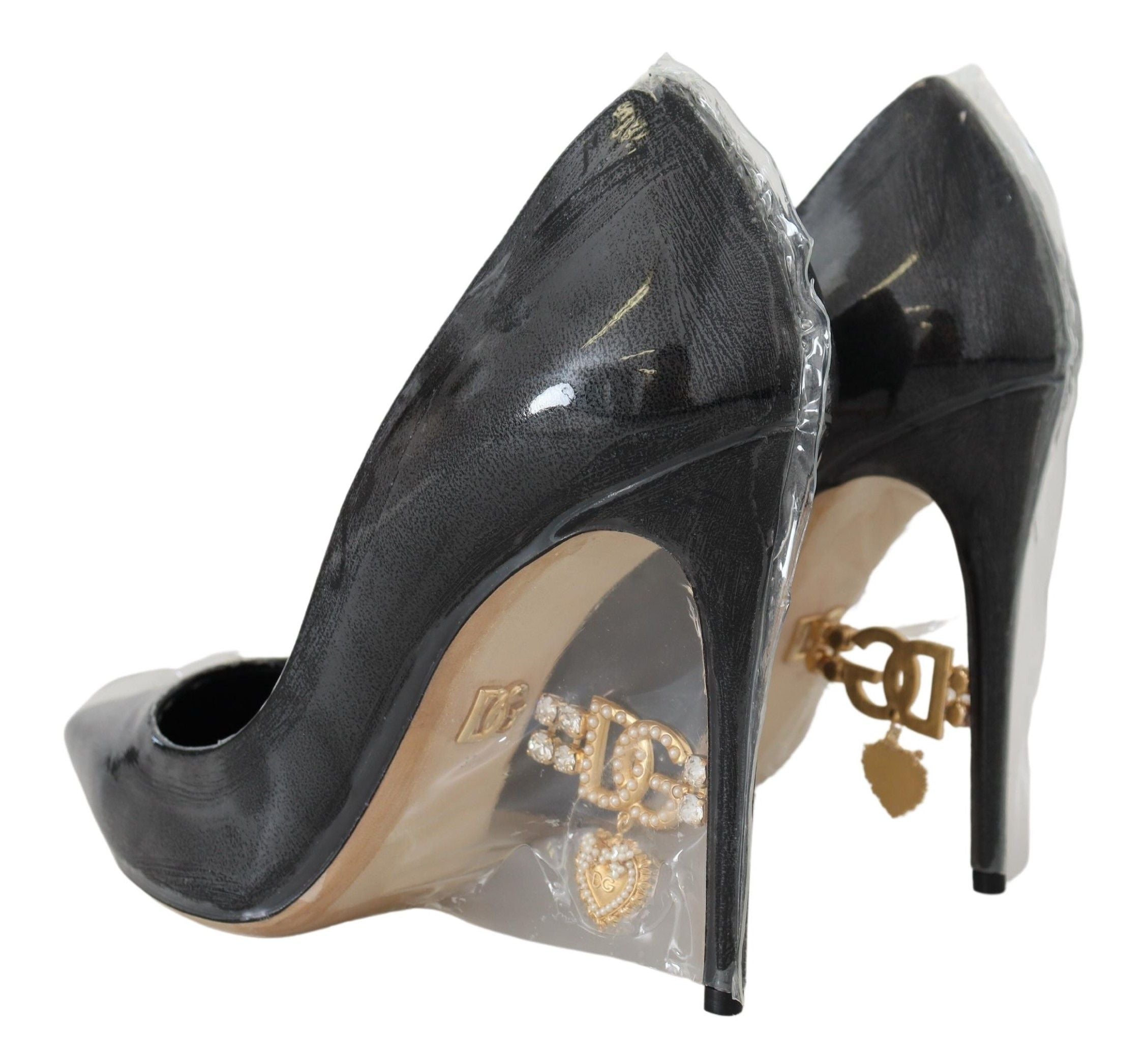 Dolce & Gabbana Schwarze Lederabsätze Pumps Kunststoffummantelte Schuhe