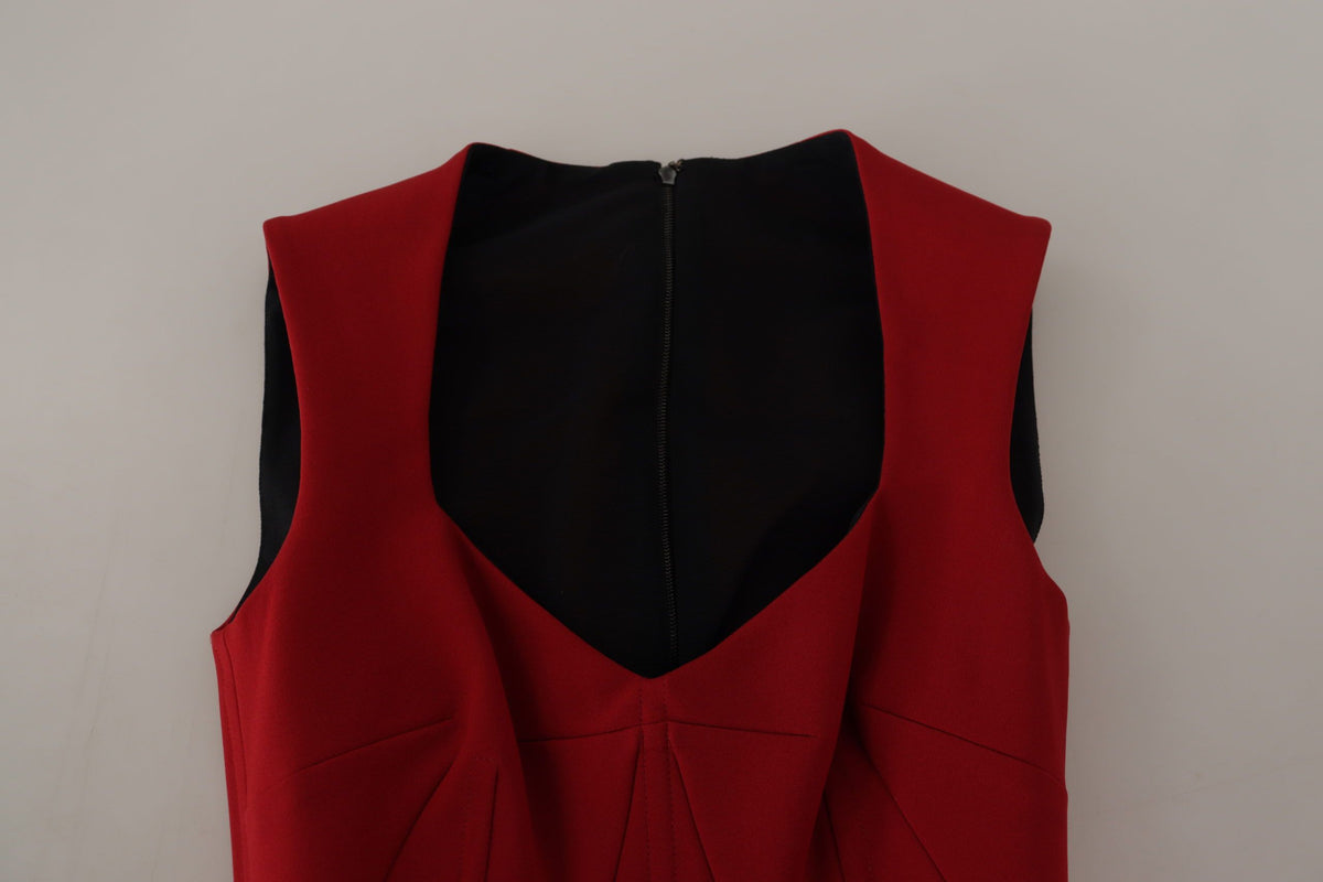 Dolce & Gabbana Rotes Bodycon Midikleid mit Sweetheart-Ausschnitt