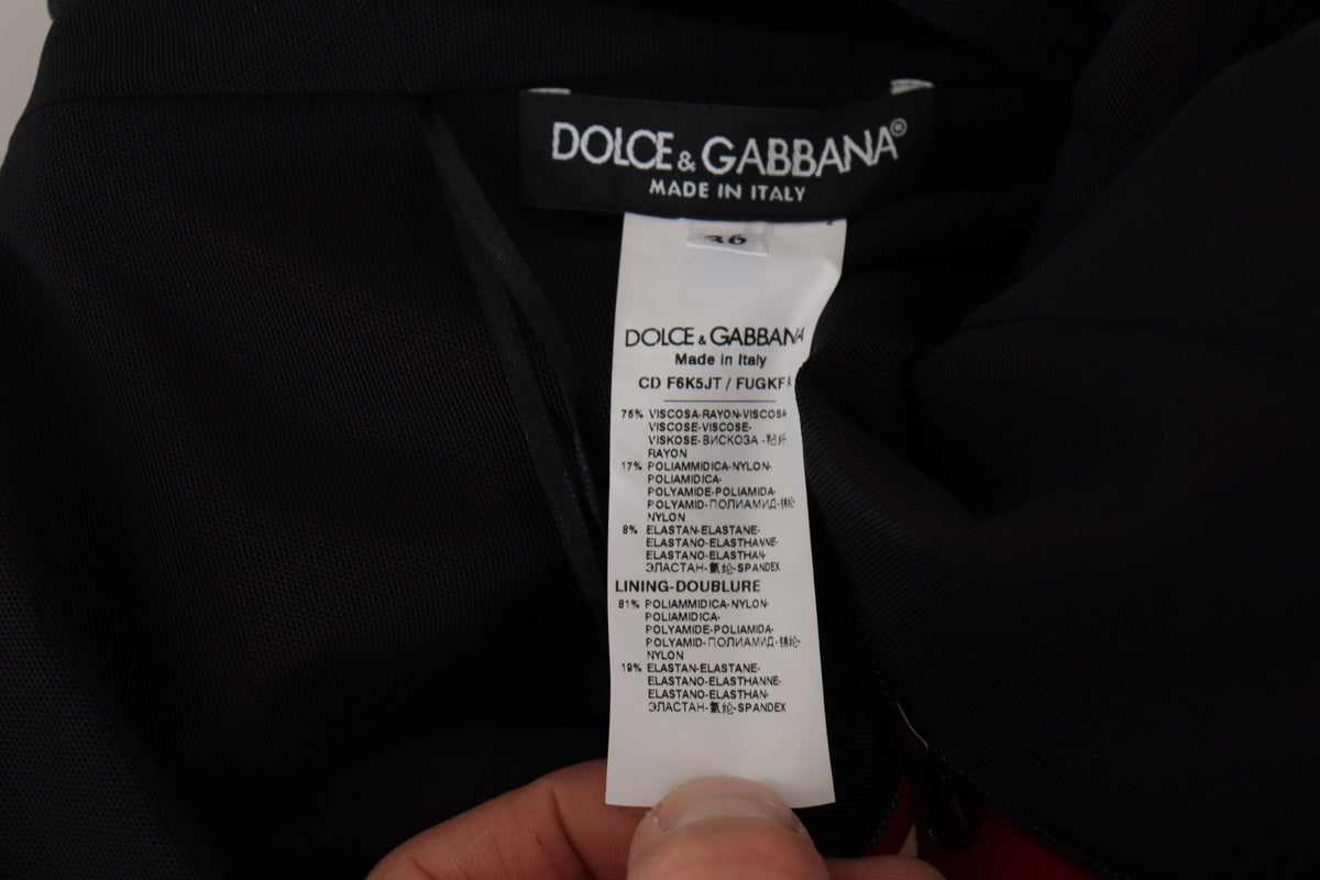 Dolce & Gabbana Rotes Bodycon Midikleid mit Sweetheart-Ausschnitt