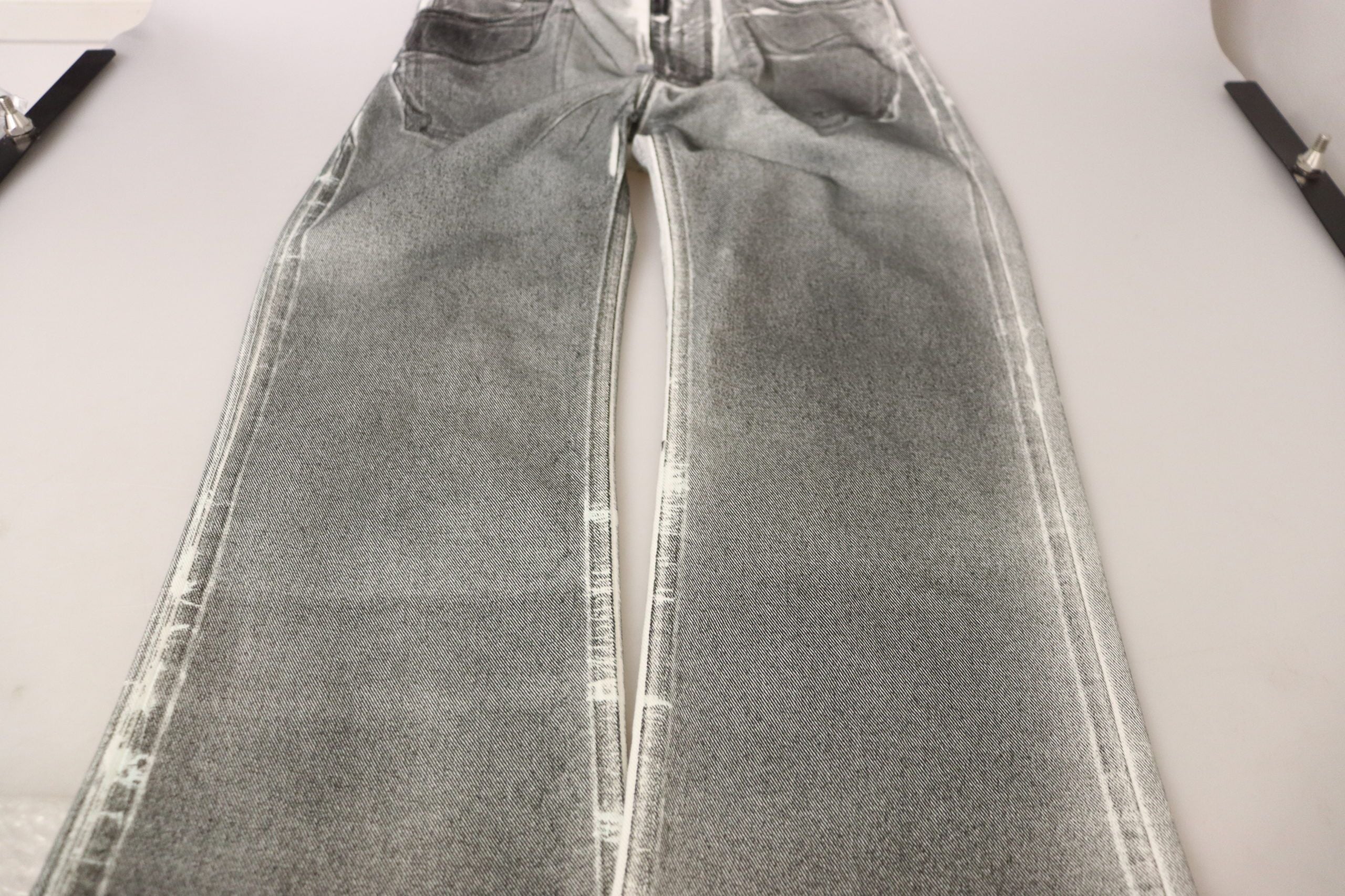 Dolce & Gabbana Graue gewaschene Denim-Hose mit hoher Taille Baumwolljeans
