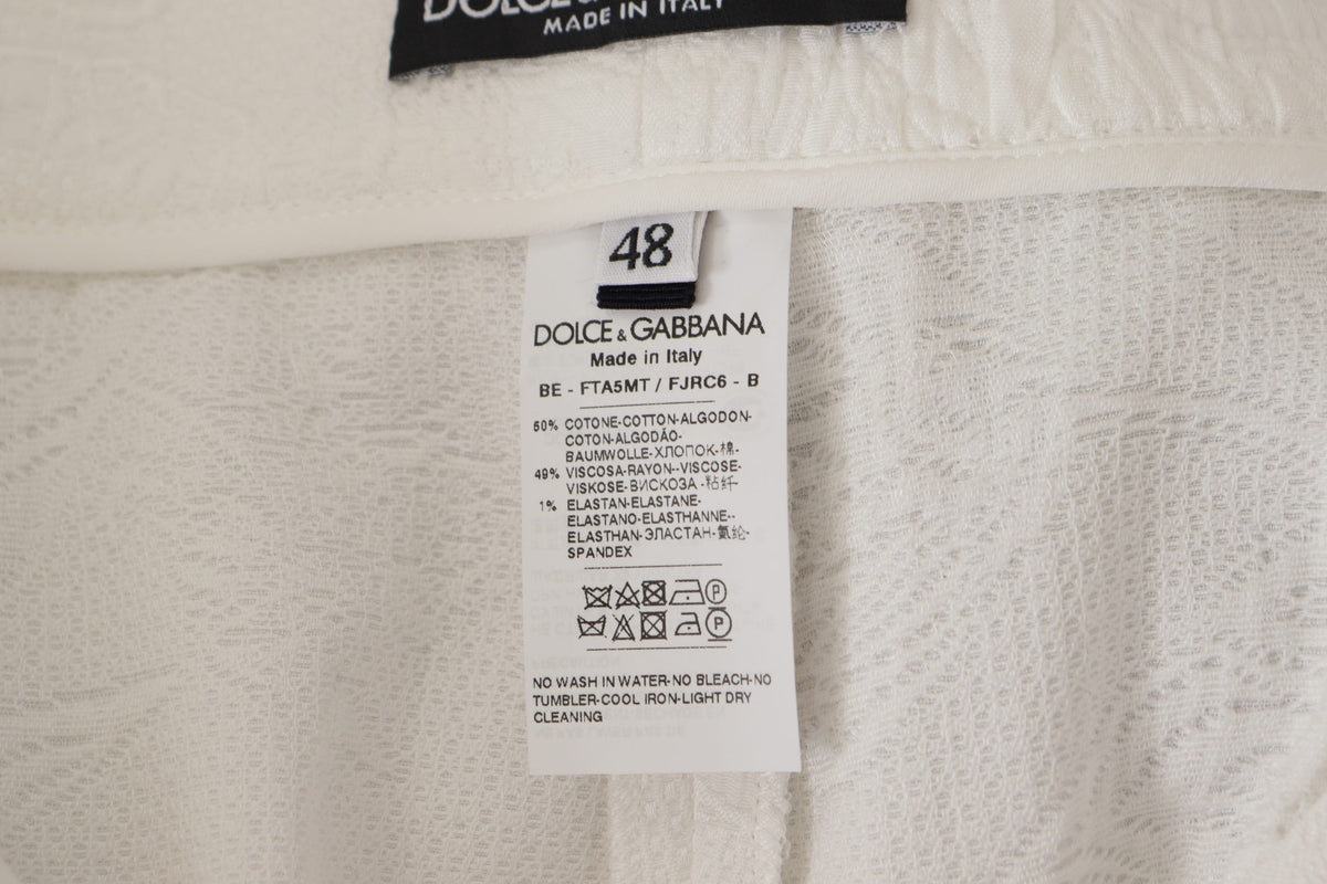 Dolce & Gabbana Weiße Culotte-Baumwollshorts mit hoher Taille