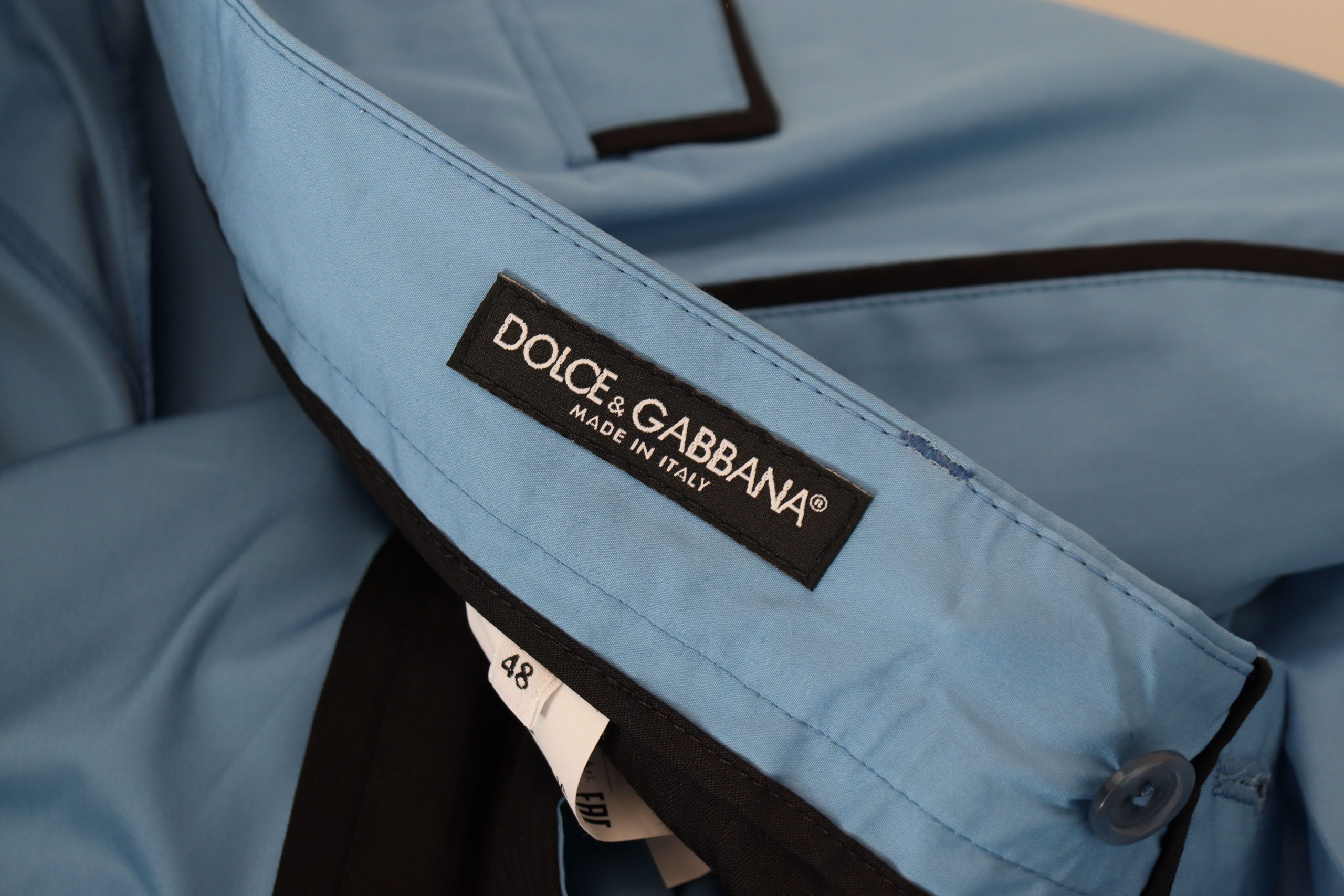 Dolce & Gabbana Blaue Baumwoll-Seiden-Hose Chinohose Hose
