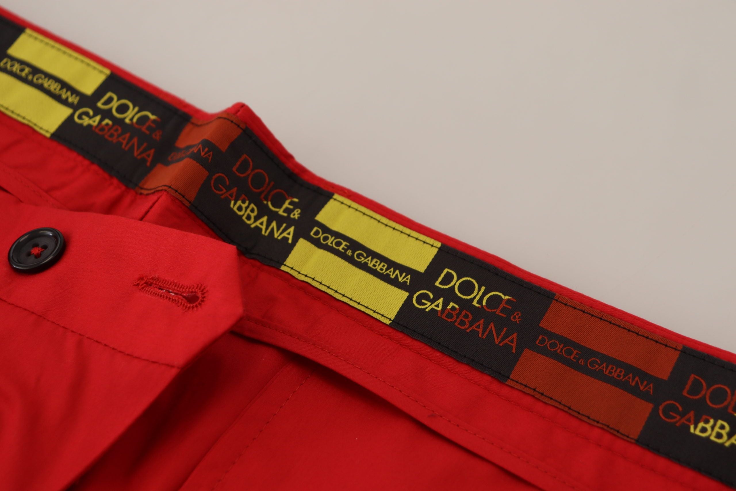 Dolce & Gabbana Rot Baumwolle Slim Fit Hose Chinos Hose