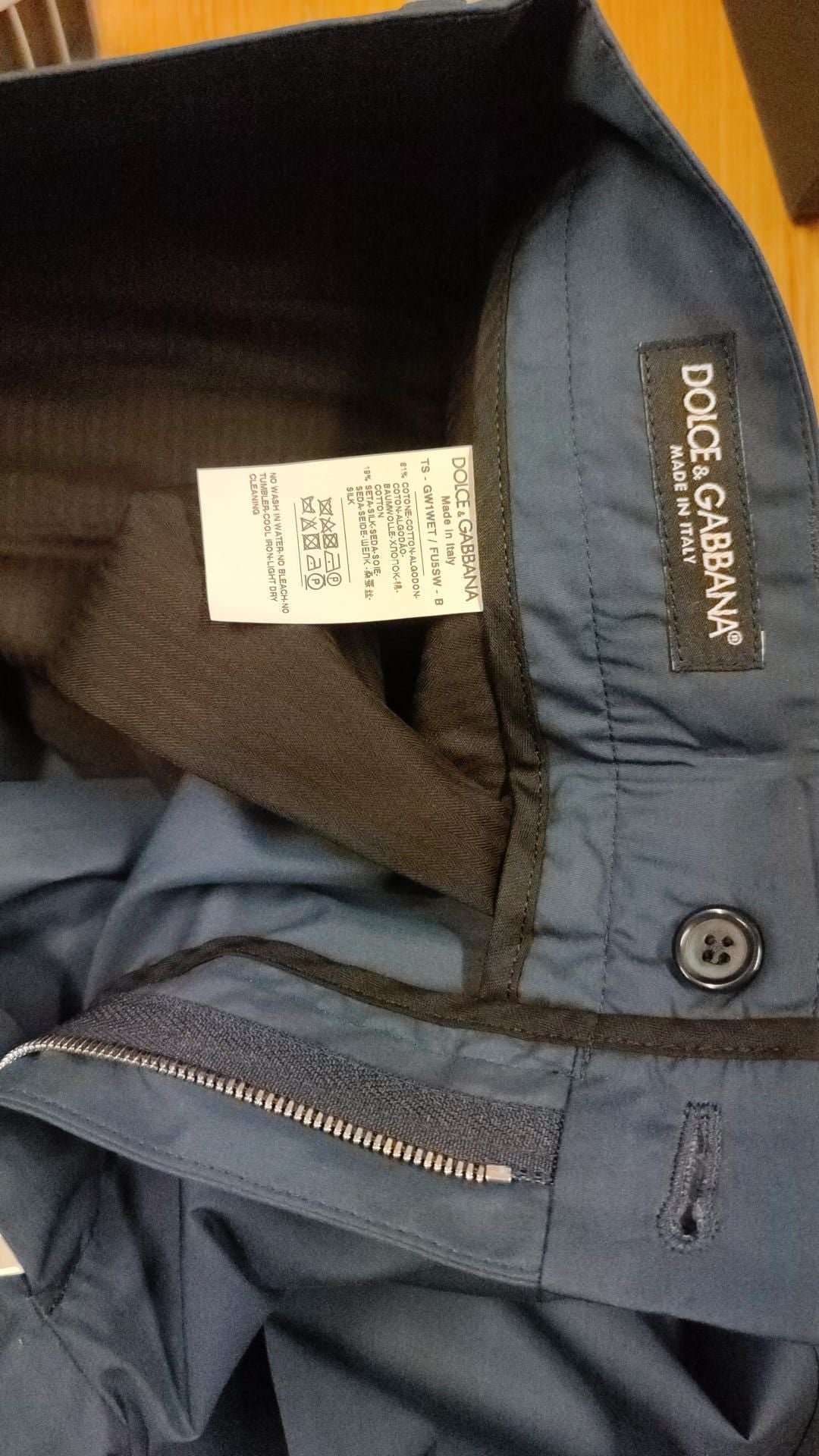 Dolce & Gabbana Blaue Baumwoll-Seiden-Hose Chinohose Hose