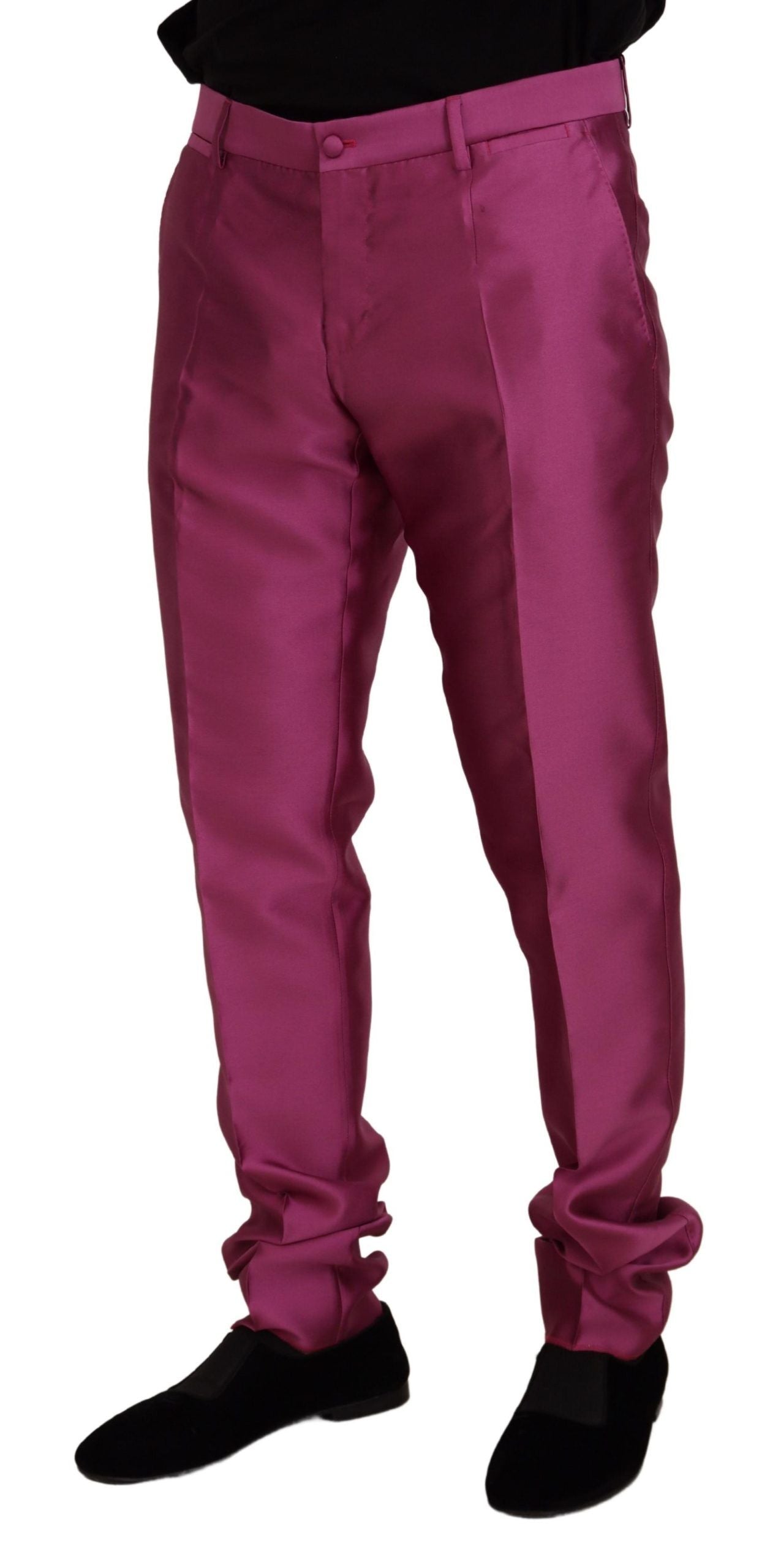 Dolce & Gabbana Rosa Seide Schlanke Hose Kleid Formelle Hose
