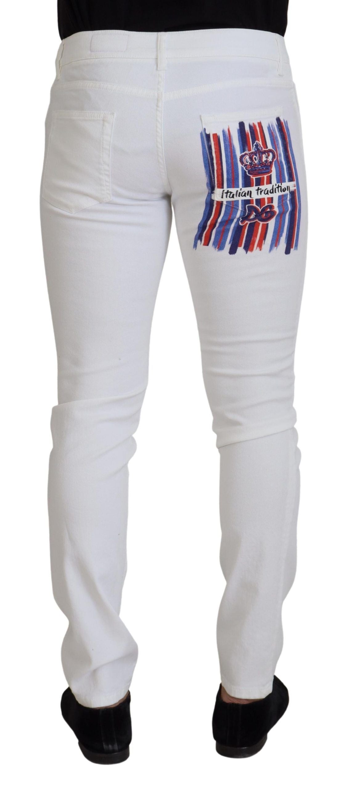 Dolce & Gabbana Weiße Slim Skinny Stretch-Baumwoll-Denim-Jeans