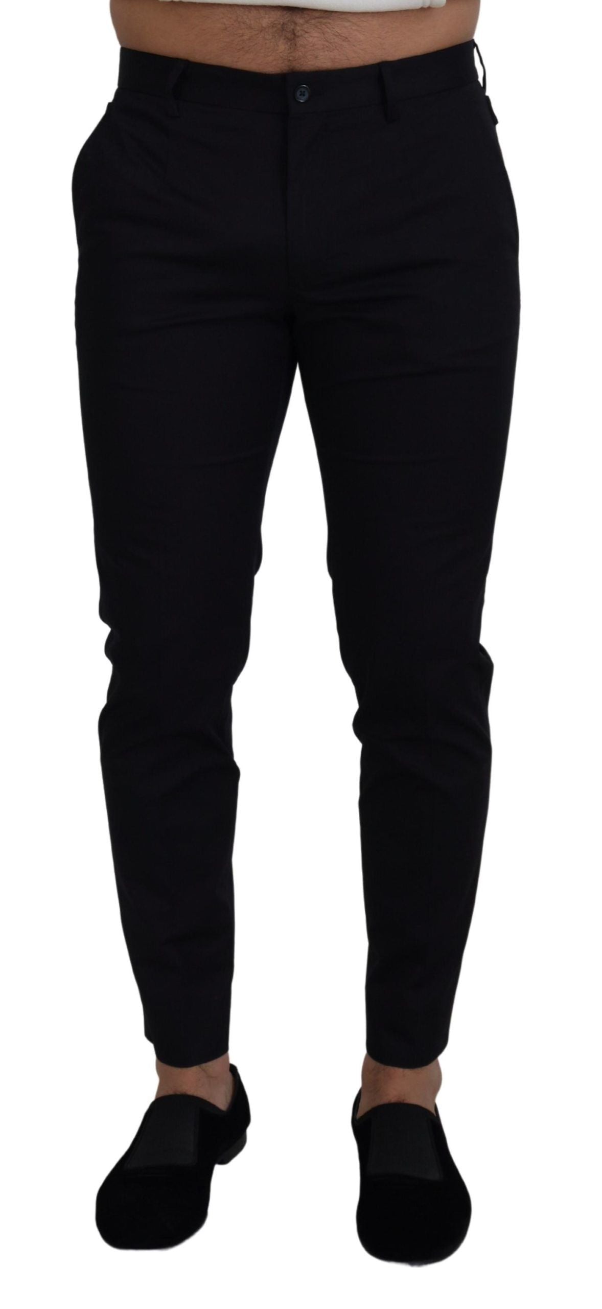Dolce & Gabbana Blaue schmale Stretch-Baumwollhosen Chinos Hosen