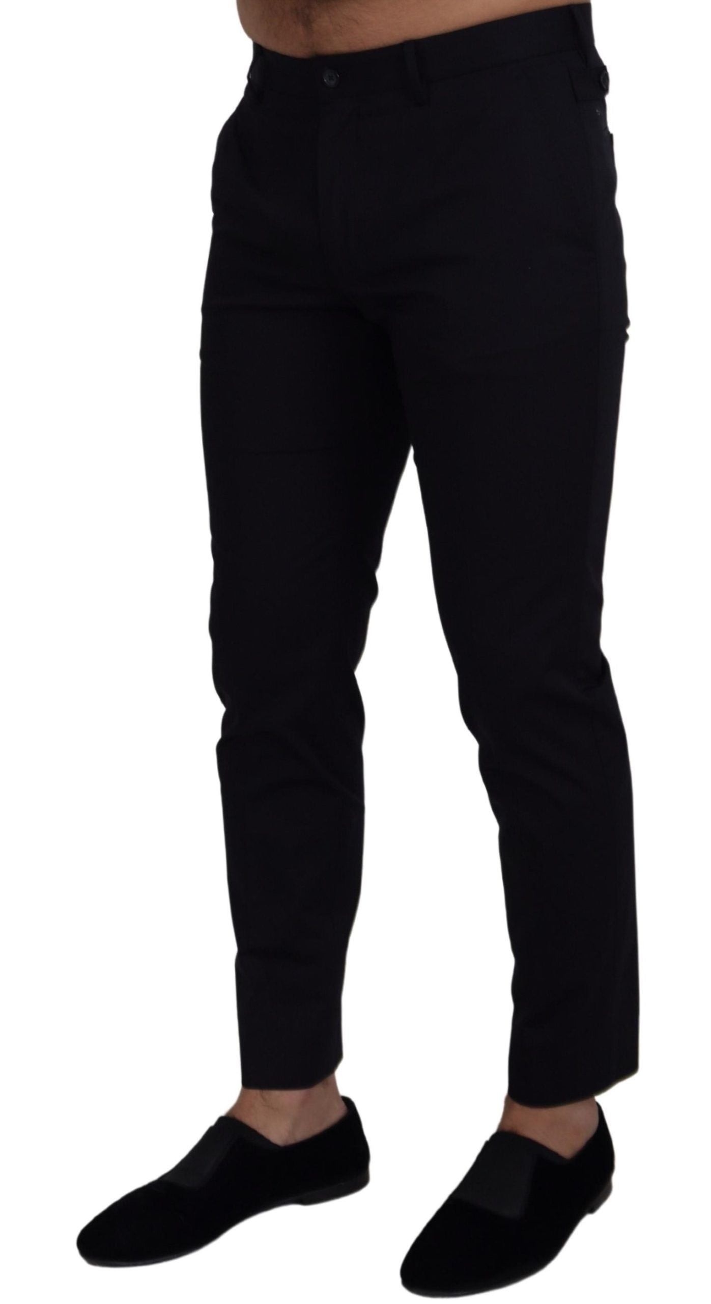 Dolce & Gabbana Blaue schmale Stretch-Baumwollhosen Chinos Hosen