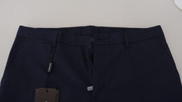 Dolce & Gabbana Blaue Leinen-Baumwoll-Schlank-Hose Chinos Hosen