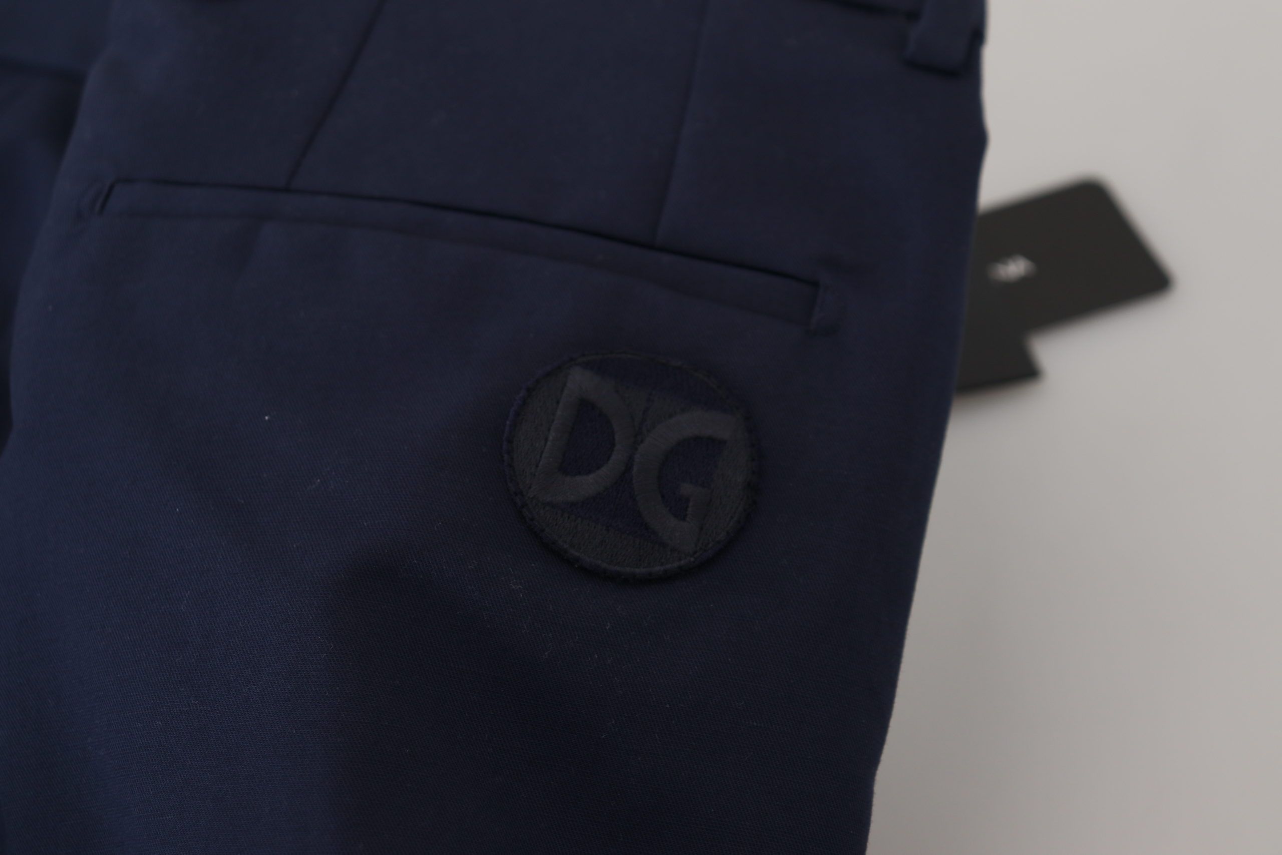 Dolce & Gabbana Blaue Leinen-Baumwoll-Schlank-Hose Chinos Hosen