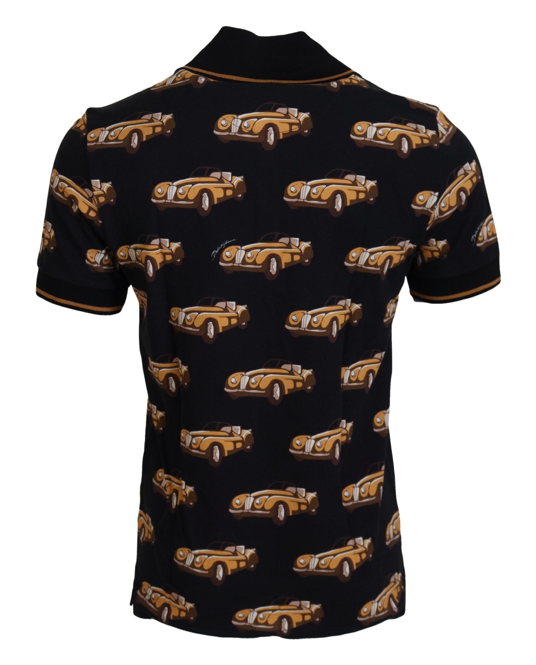 Dolce & Gabbana Schwarzes Kurzarm-Polo-T-Shirt mit Autodruck