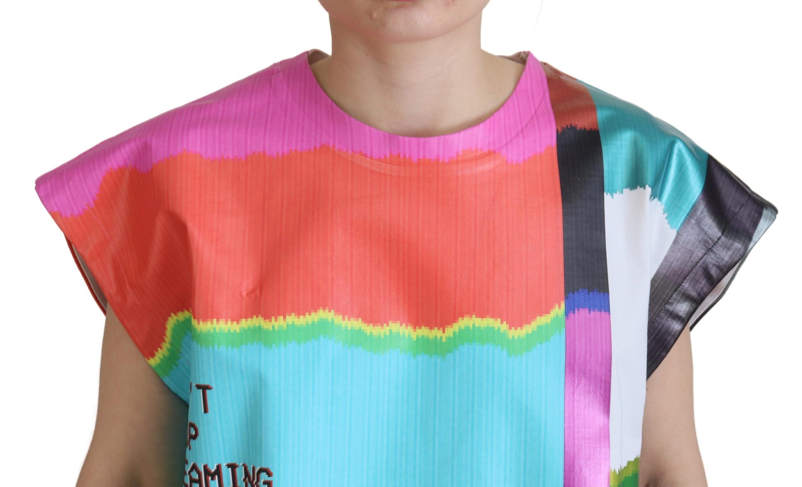 Dolce & Gabbana Multicolor TV Print Bluse Baumwoll-T-Shirt