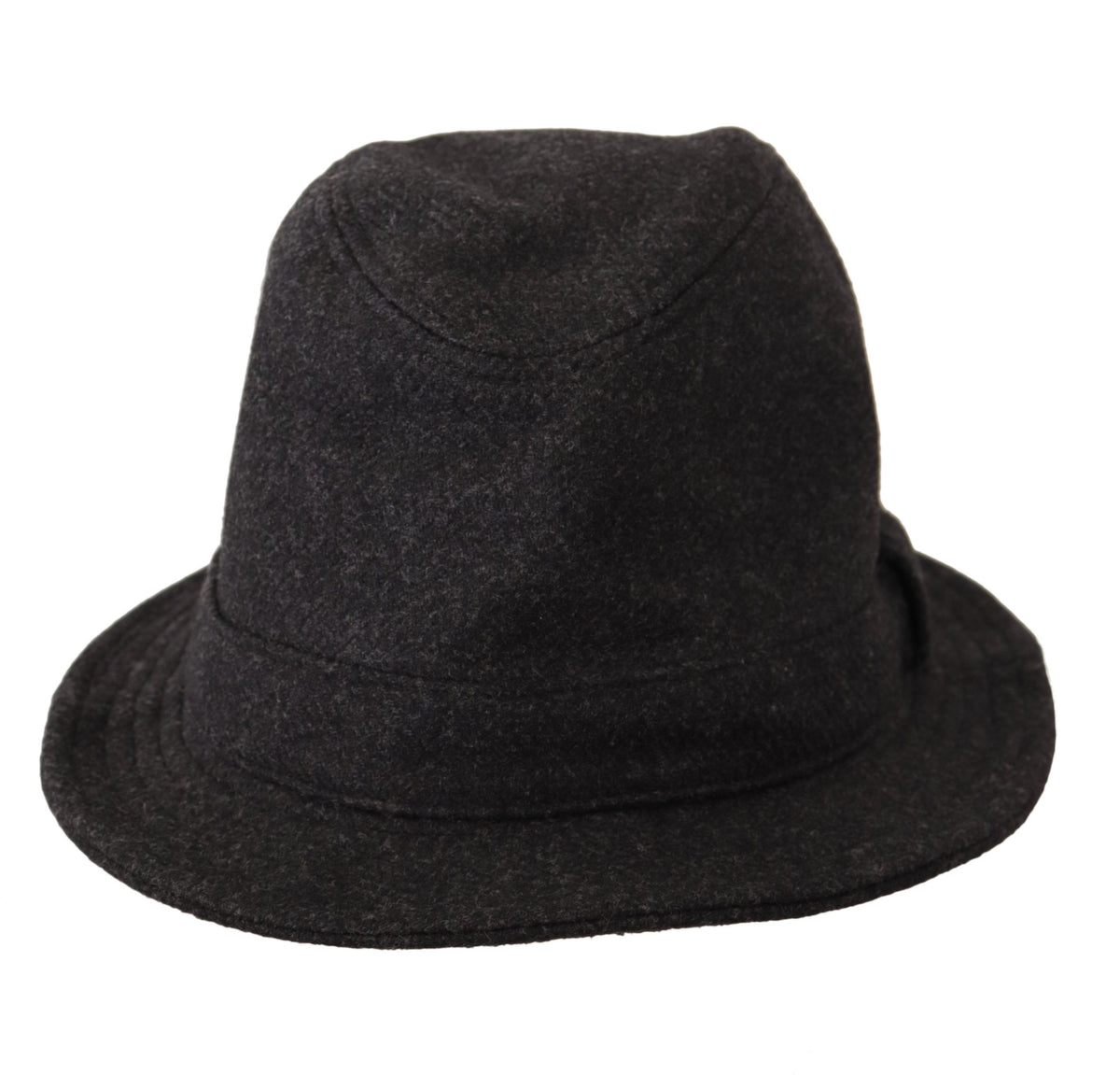 Dolce & Gabbana Grauer Schurwolle Logo Fedora Trilby Cappello Hut