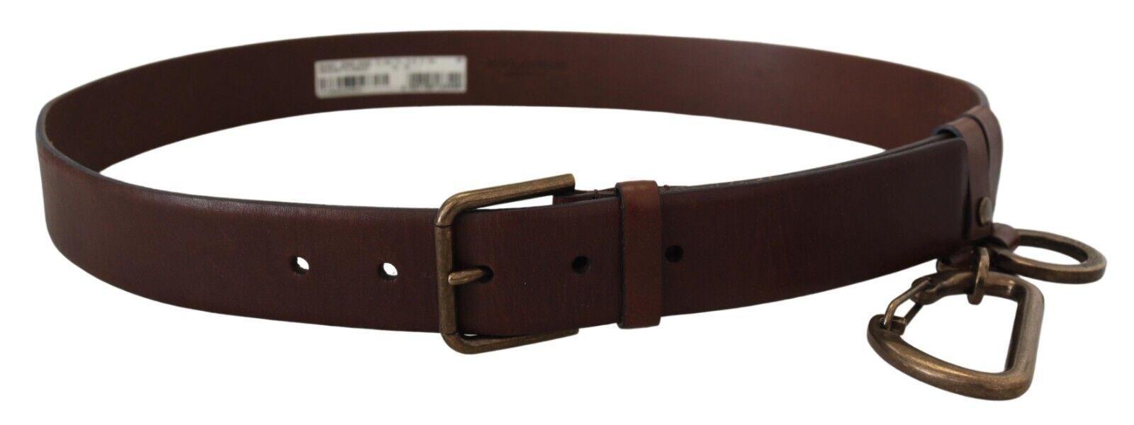 Dolce & Gabbana Brauner Ledergürtel mit goldener Metallschnalle und Karabiner