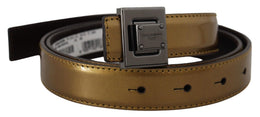 Dolce & Gabbana Gold Leder Silber Quadrat Metall Schnalle Gürtel