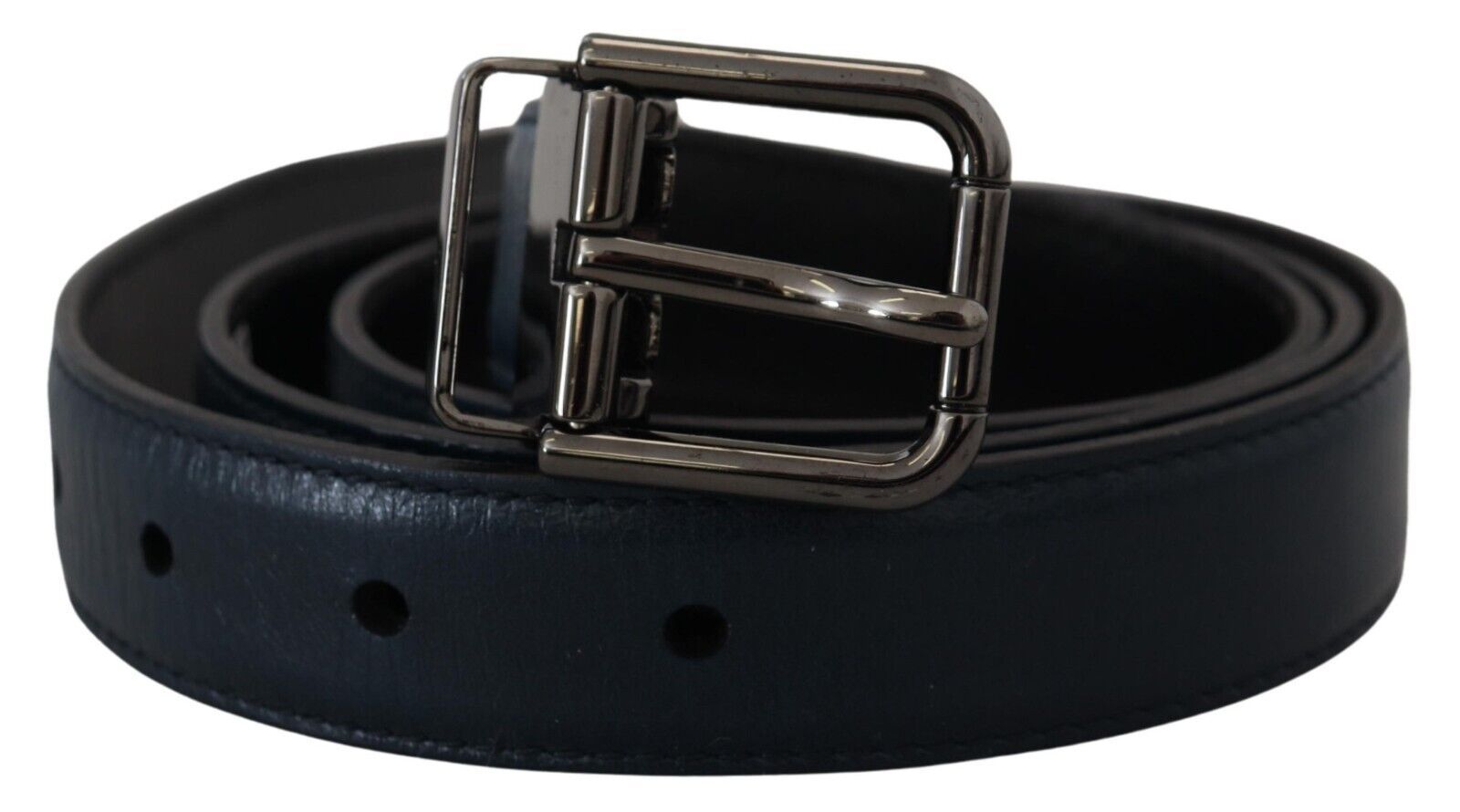 Dolce & Gabbana Blauer Leder Silber Metallschnalle Vintage Gürtel
