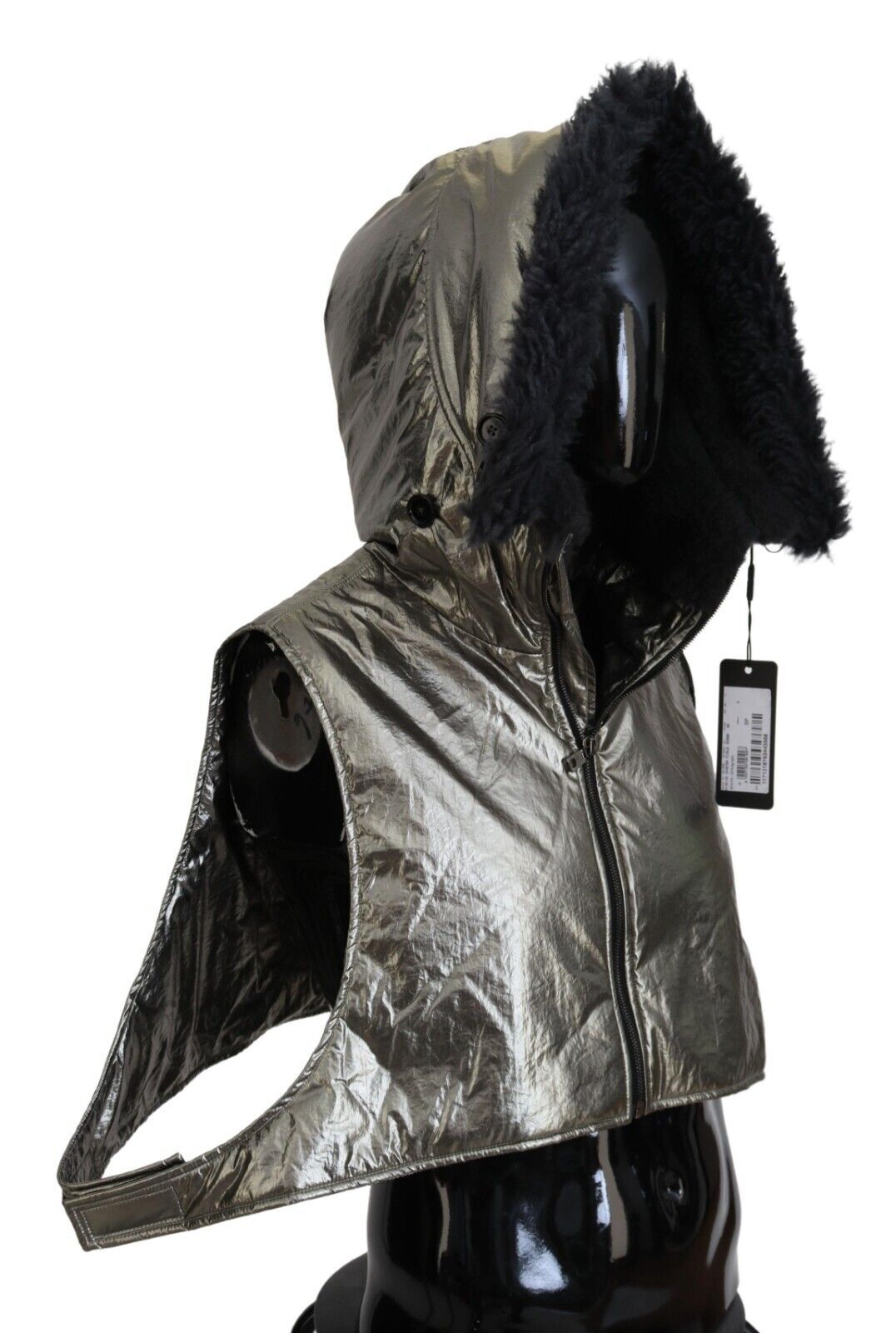 Dolce & Gabbana Silberner Pelz Ganzer Kopf Wrap Männer Capello Nylon Hut
