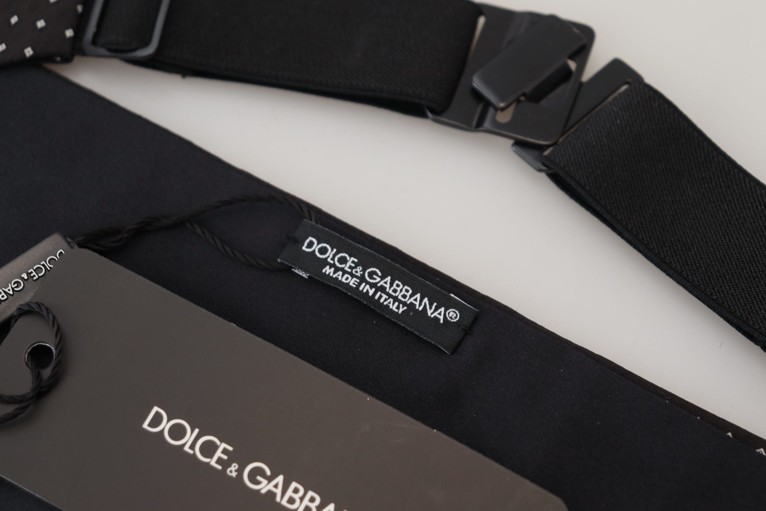 Dolce & Gabbana Schwarzer gepunkteter breiter Taillengürtel für Männer Cummerband