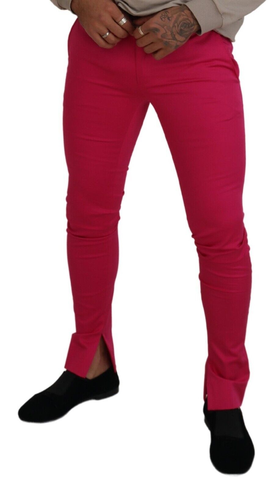 Dolce & Gabbana Rosa Reißverschluss Schnalle Taille Hose Hose