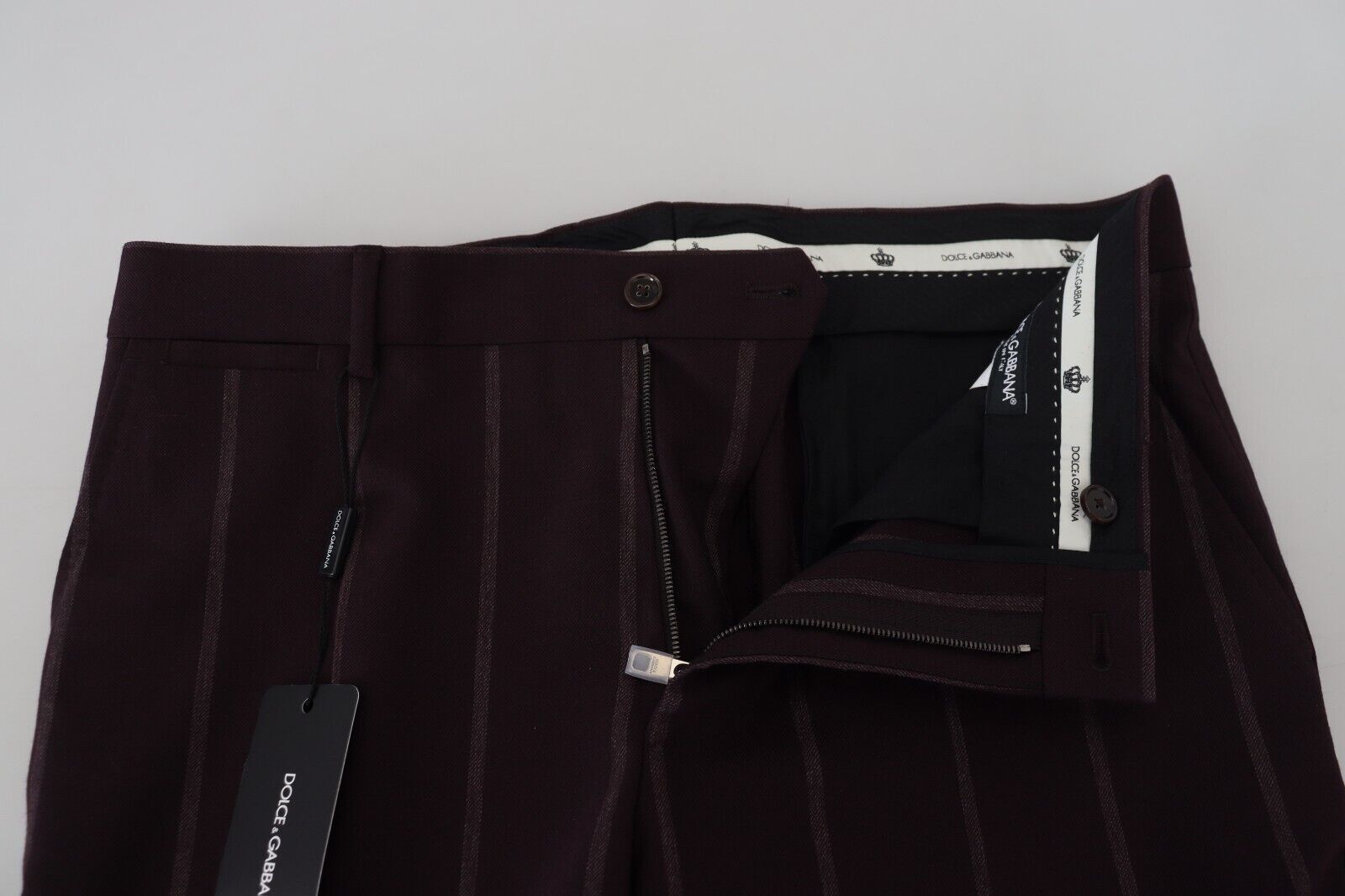 Dolce & Gabbana Braun gestreifte Männerhosen Baumwollhosen