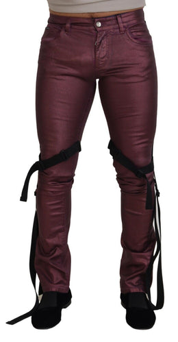 Dolce & Gabbana Magenta Baumwolle Männer Casual Harness Denim Jeans