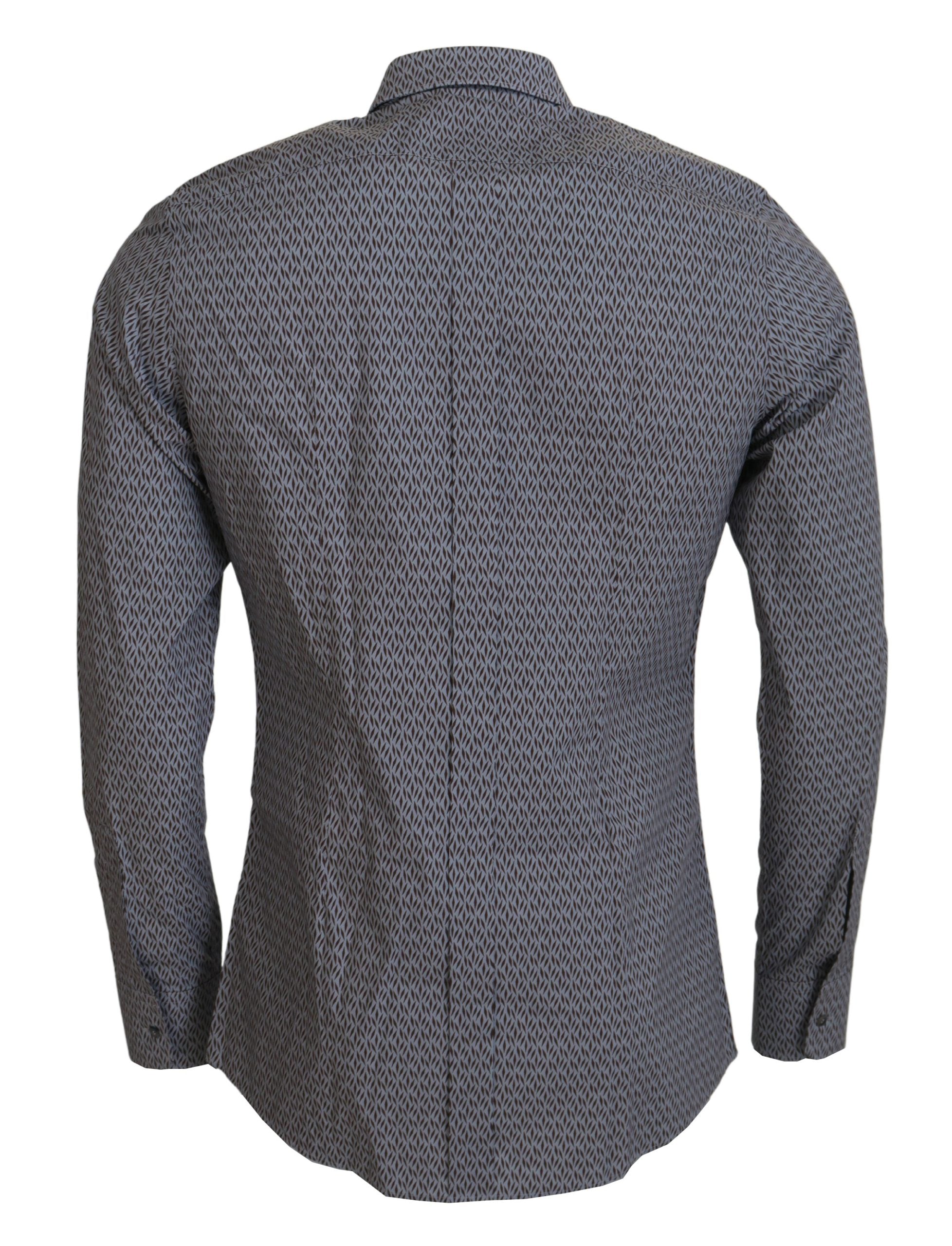 Dolce & Gabbana Grau Braun GOLD Slim Fit Kleid Formales Hemd