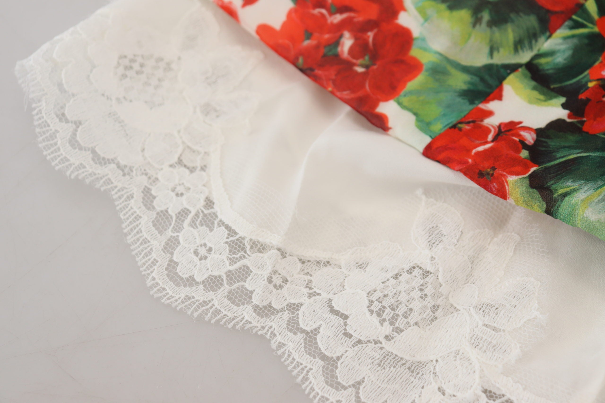 Dolce & Gabbana Multicolor Geranium Seidenmantel Midikleid