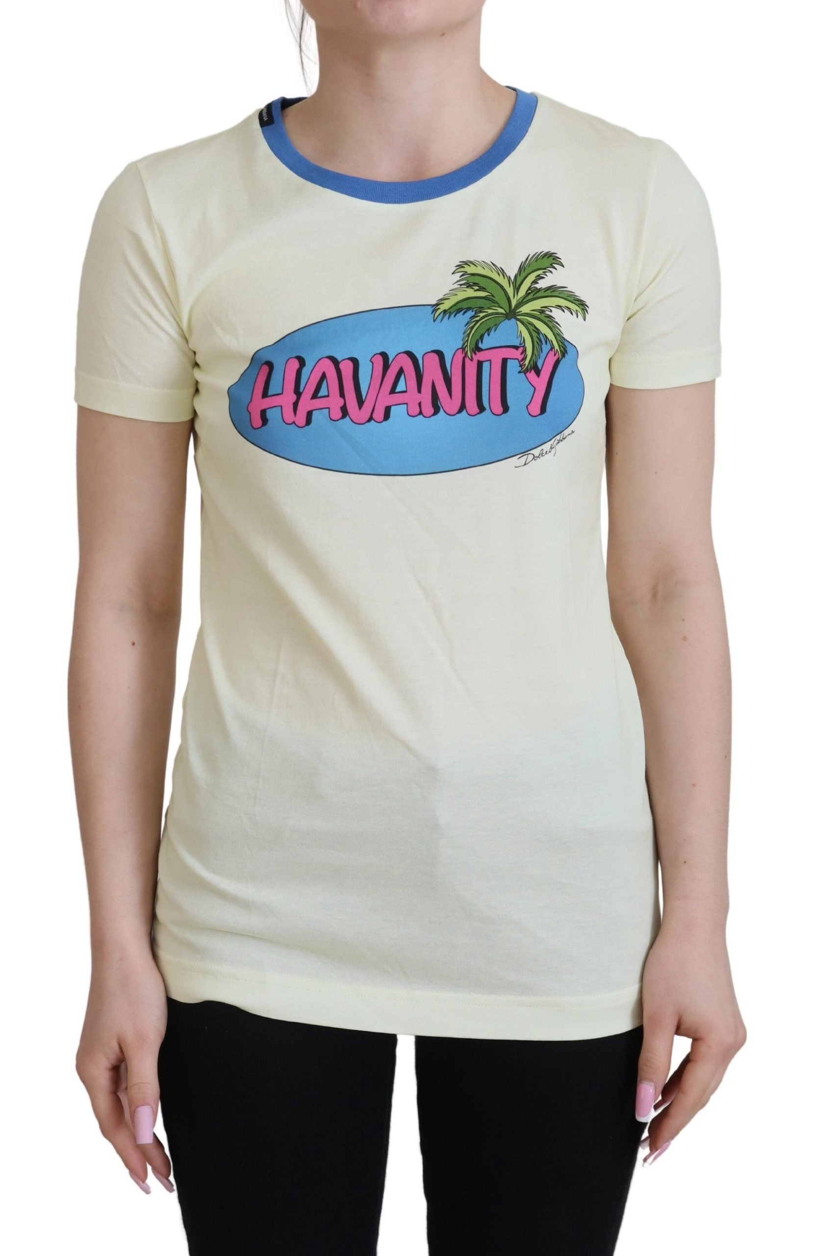 Dolce & Gabbana Gelbes Havanity Tee mit Rundhalsausschnitt Baumwoll-T-Shirt