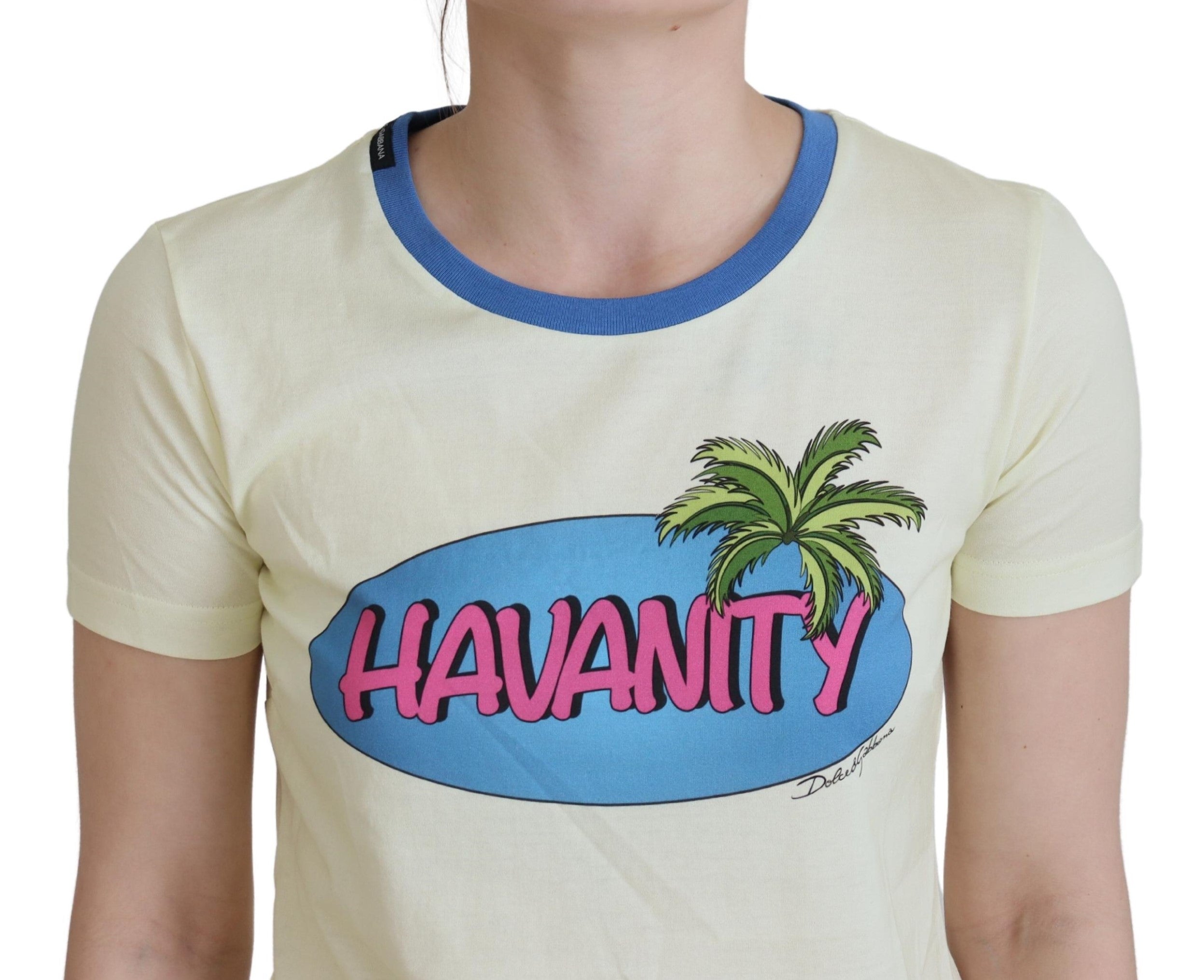 Dolce & Gabbana Gelbes Havanity Tee mit Rundhalsausschnitt Baumwoll-T-Shirt