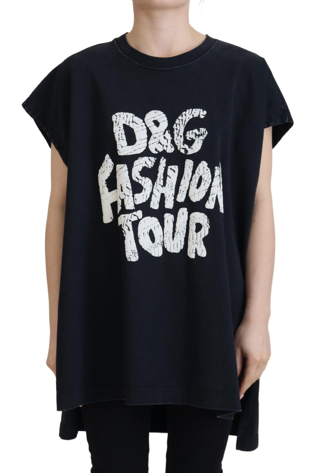Dolce & Gabbana Schwarzes D&G Fashion Baumwoll-T-Shirt mit Rundhalsausschnitt