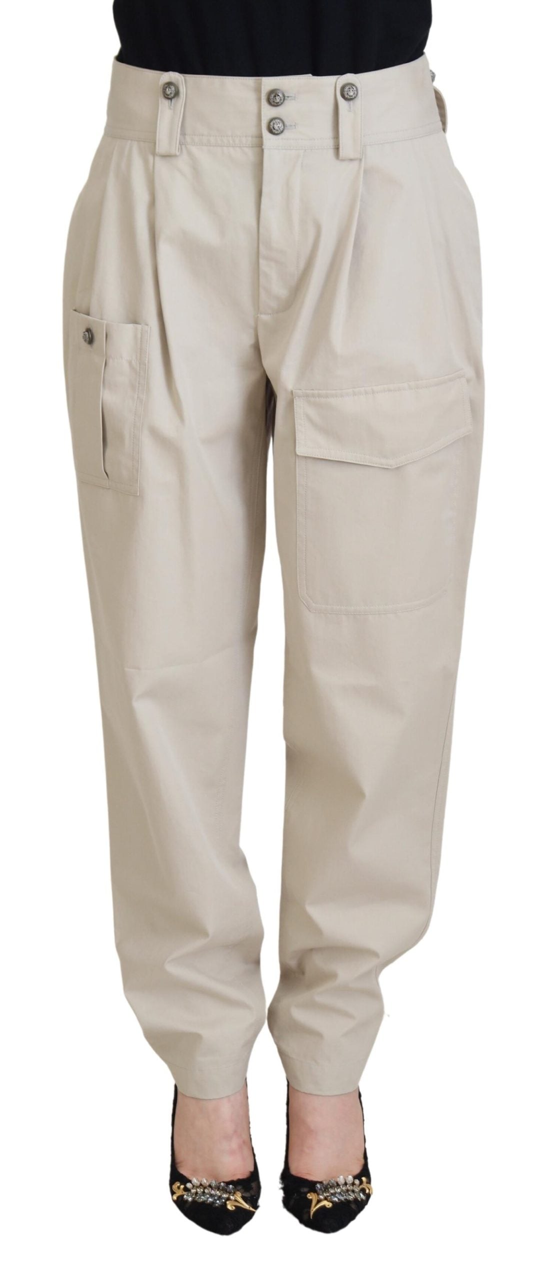 Dolce & Gabbana Beige Baumwolle Damen Cargo Hose