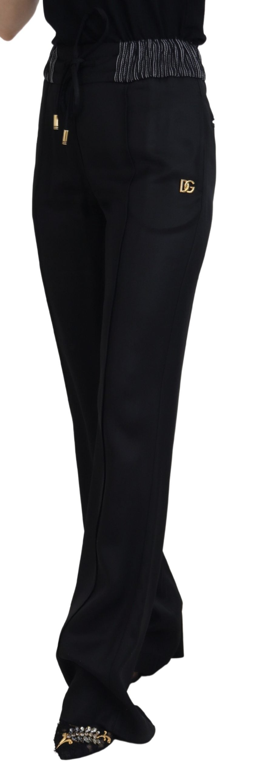 Dolce & Gabbana Schwarze Straight Fit Baumwollhosen