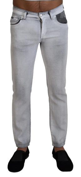 Dolce & Gabbana Graue gewaschene Skinny Herren Denim Jeans
