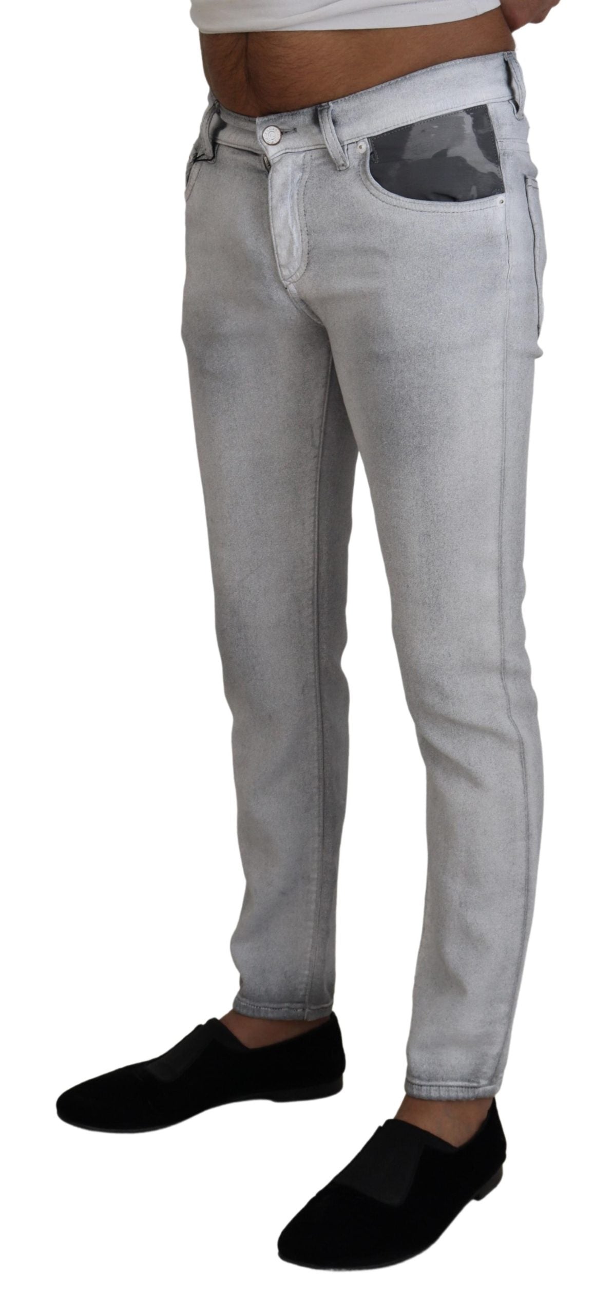 Dolce & Gabbana Graue gewaschene Skinny Herren Denim Jeans